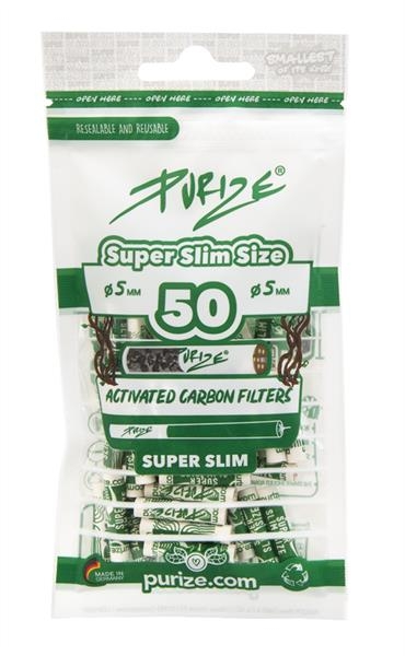 PURIZE® Super Slim Size Aktivkohlefilter ø 5mm 50er Packung